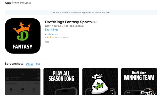 Link tải iOS Daily Fantasy Sports